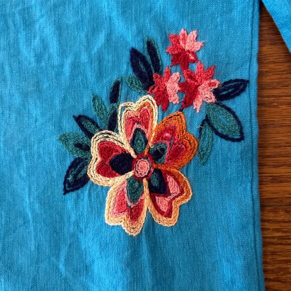 KINDRED Anthropologie Blouse Plus Size 3X Embroidered Floral Button Up XXXL Boho - Picture 4 of 14